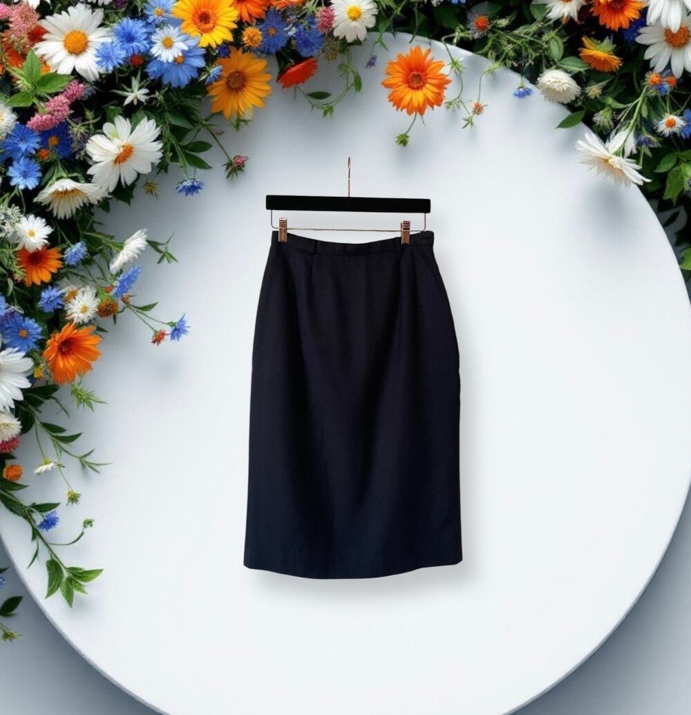 Talbots Black Pencil Skirt Back Split Italian Size 8